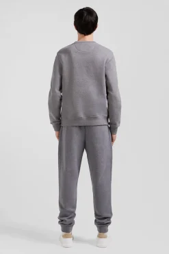 Regular grey brushed cotton fleece sweatshirt