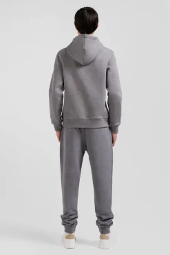 Regular grey brushed cotton fleece hoodie