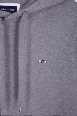 Regular grey brushed cotton fleece hoodie