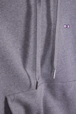 Regular grey brushed cotton fleece hoodie