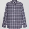Regular grey checked cotton shirt