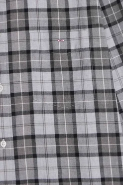 Regular grey checked cotton twill shirt