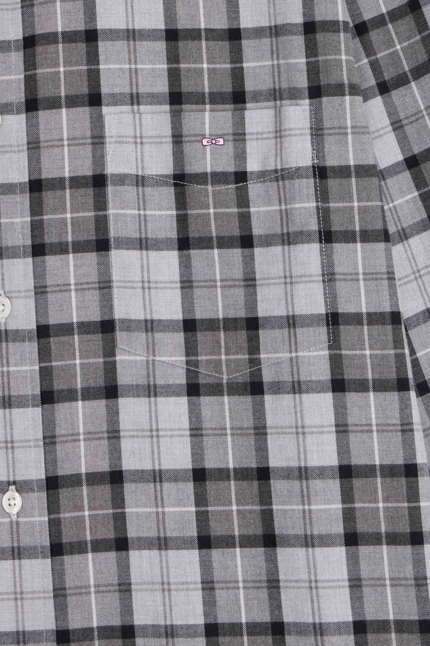 Regular grey checked cotton twill shirt