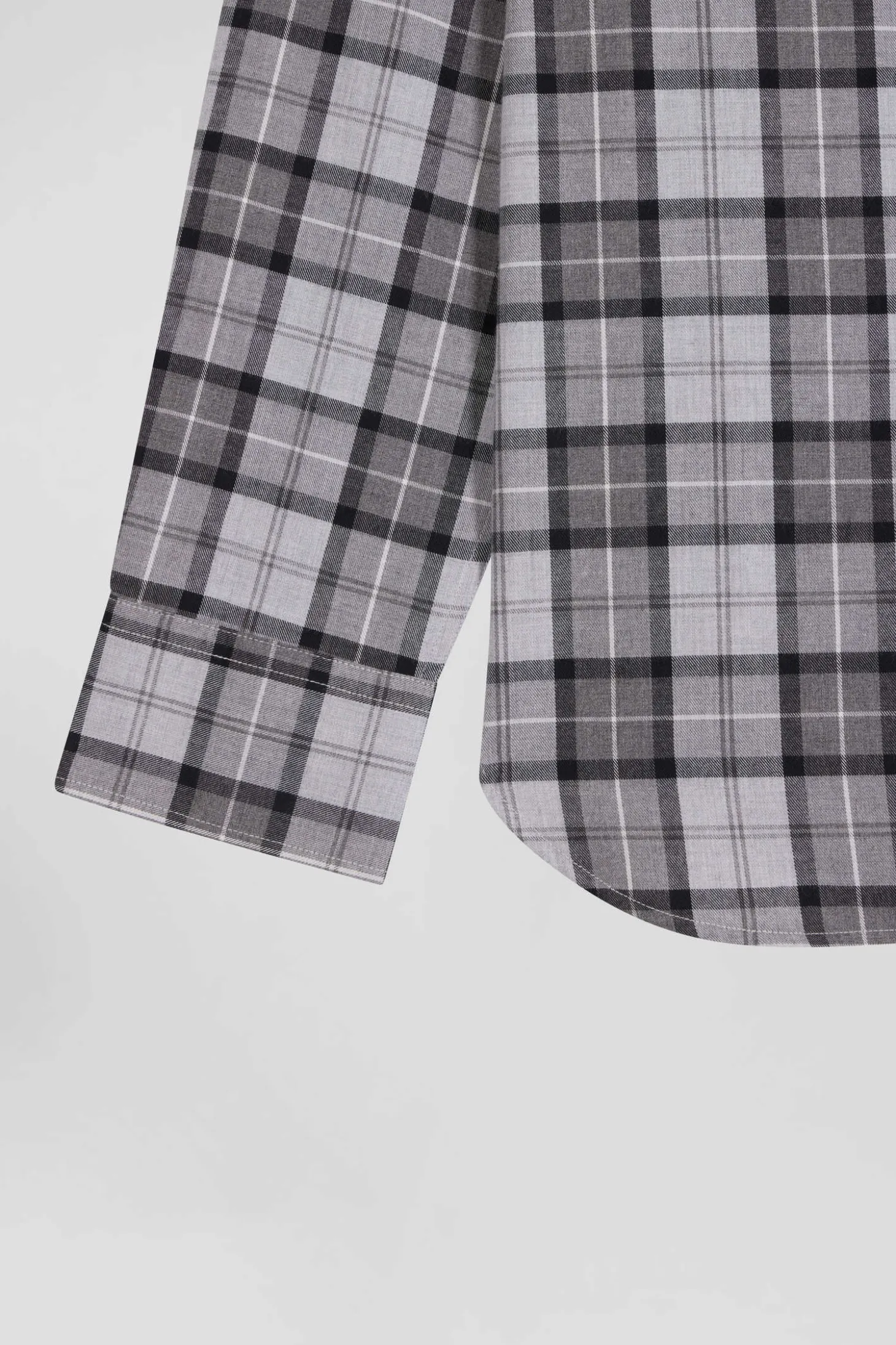 Regular grey checked cotton twill shirt