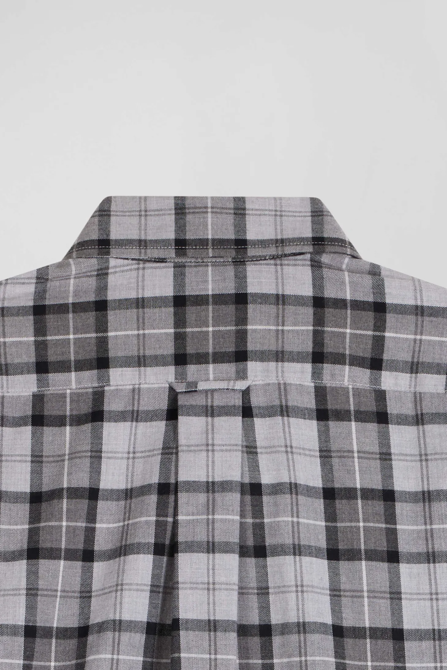 Regular grey checked cotton twill shirt