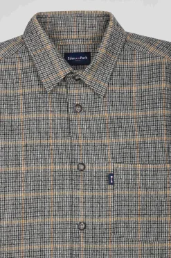 Regular grey checked wool and cotton overshirt