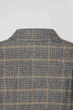 Regular grey checked wool and cotton overshirt