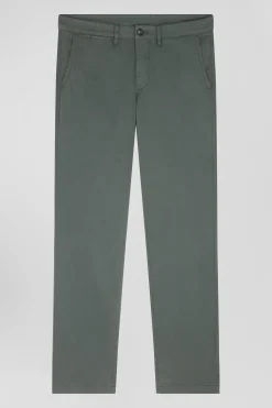 Regular grey chino trousers in stretch cotton gabardine