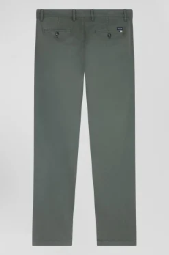 Regular grey chino trousers in stretch cotton gabardine