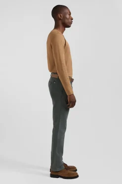 Regular grey chino trousers in stretch cotton gabardine
