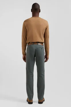 Regular grey chino trousers in stretch cotton gabardine