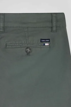 Regular grey chino trousers in stretch cotton gabardine