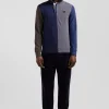 Regular grey colorblock long-sleeved cotton rugby shirt