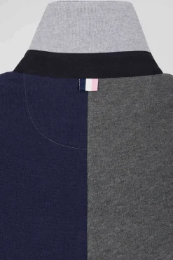 Regular grey colorblock long-sleeved cotton rugby shirt