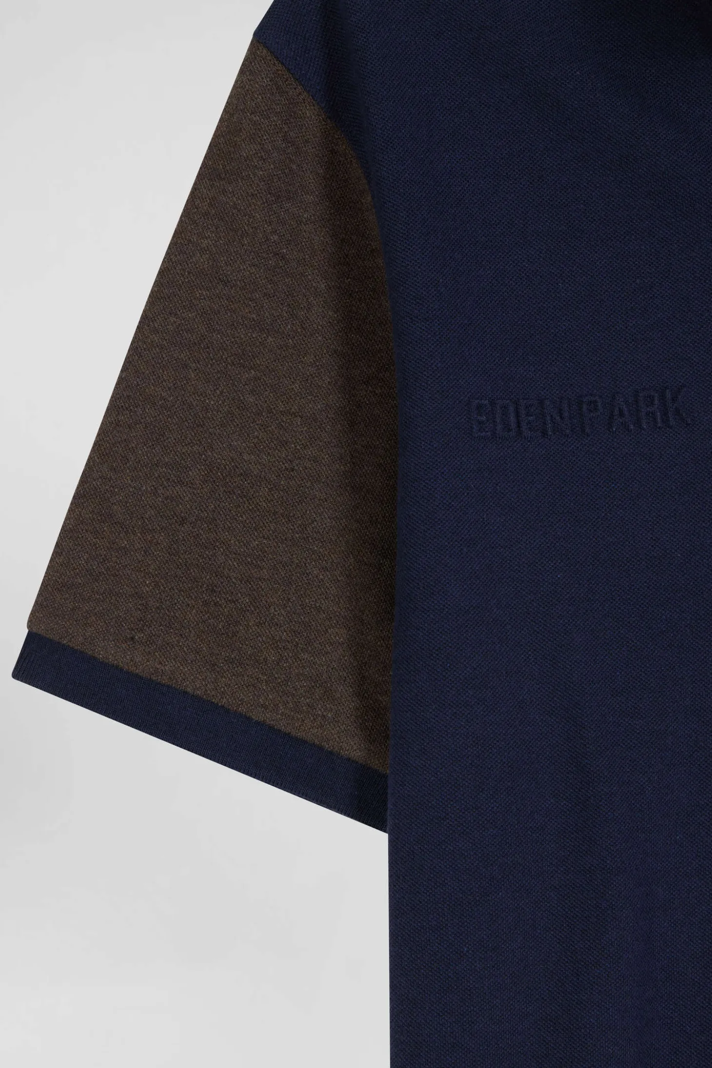 Regular grey colorblock short-sleeved cotton piqué polo shirt