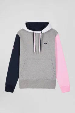 Regular grey colorblock XV de France cotton hoodie