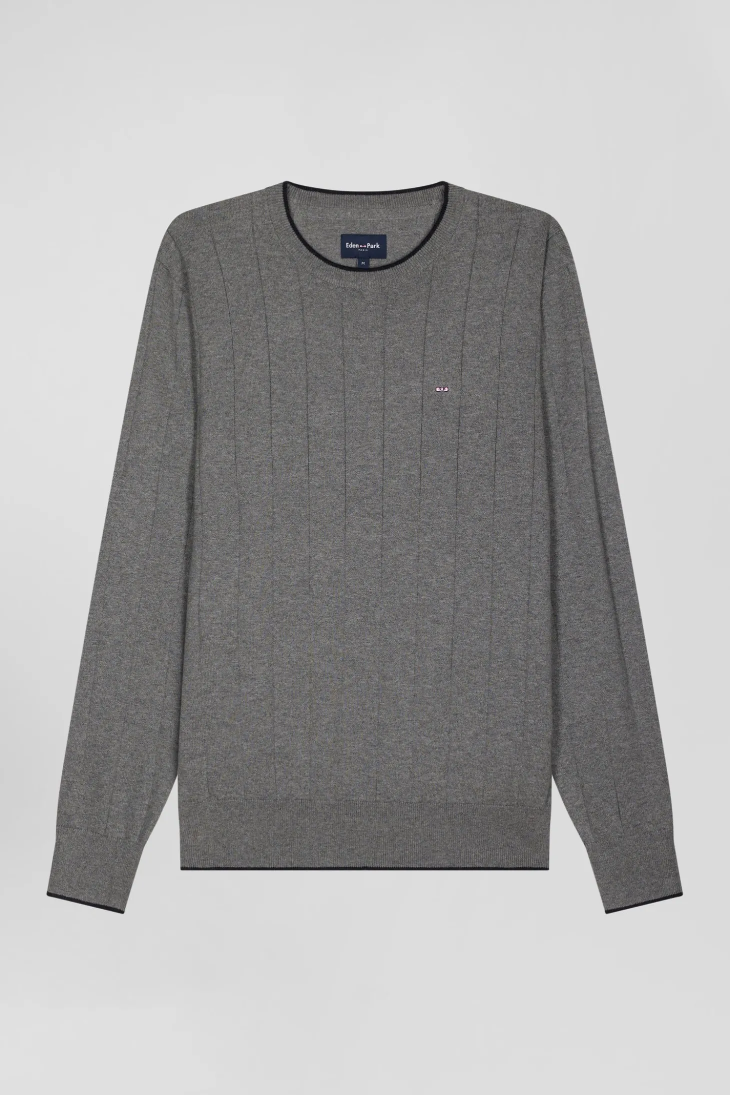 Regular grey cotton and cashmere crew neck jumper