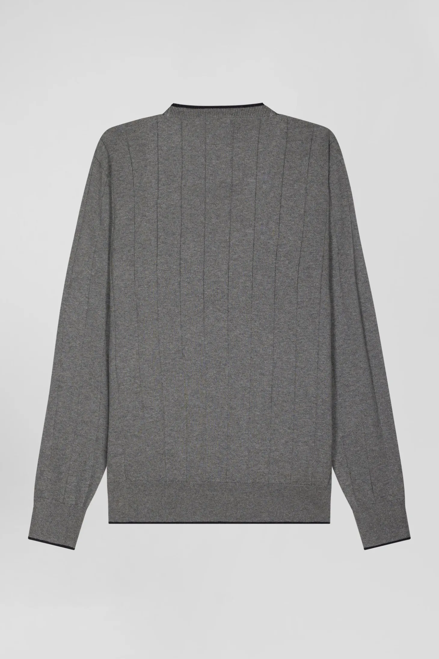 Regular grey cotton and cashmere crew neck jumper