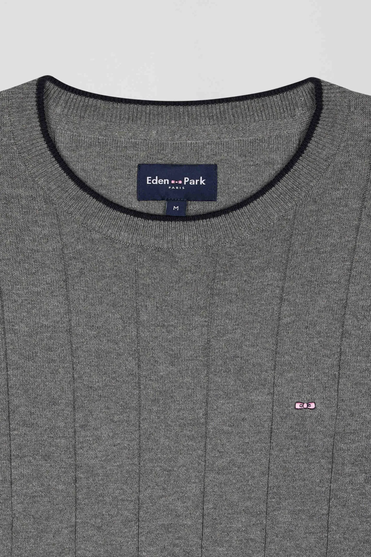 Regular grey cotton and cashmere crew neck jumper