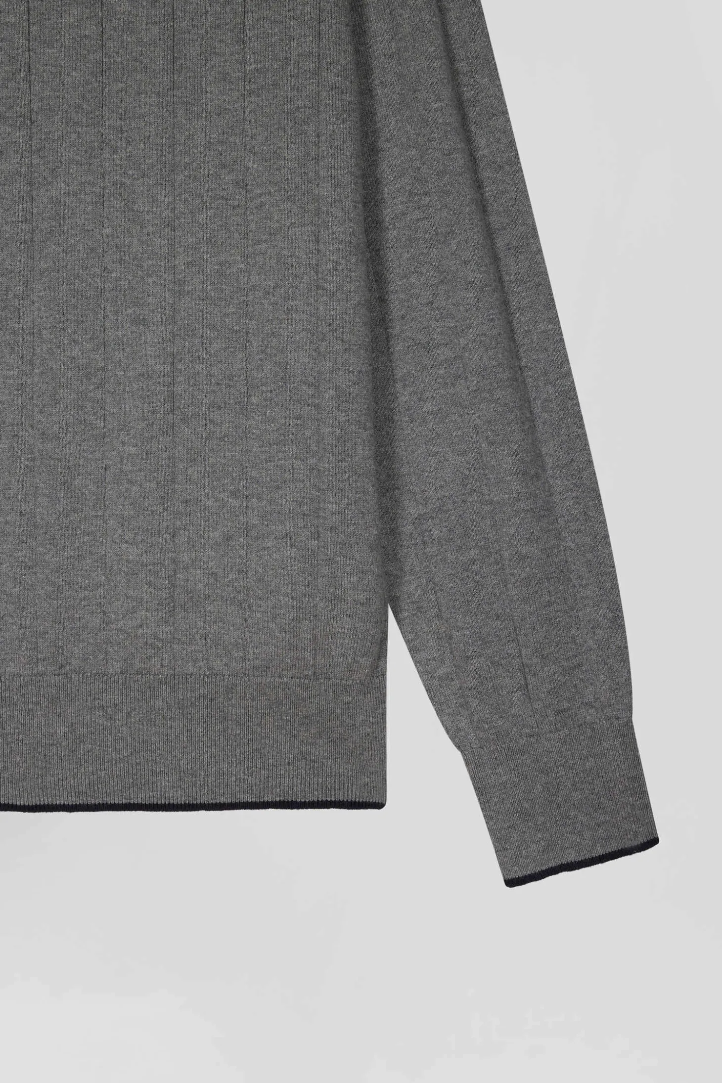 Regular grey cotton and cashmere crew neck jumper