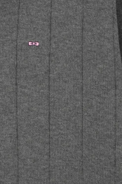 Regular grey cotton and cashmere jumper with rugby shirt collar
