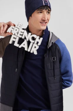 Regular grey cotton blend sweatshirt with padded front