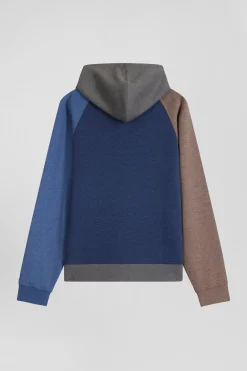 Regular grey cotton blend sweatshirt with padded front