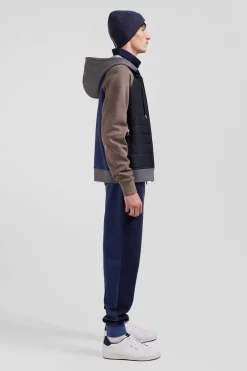 Regular grey cotton blend sweatshirt with padded front