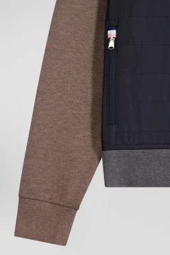 Regular grey cotton blend sweatshirt with padded front