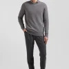 Regular grey cotton crew neck jumper