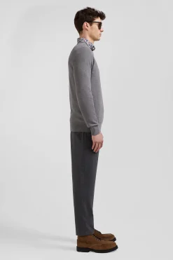 Regular grey cotton crew neck jumper