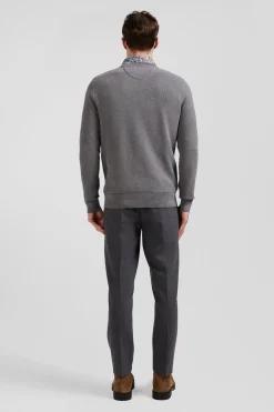 Regular grey cotton crew neck jumper