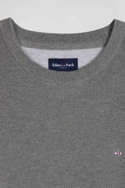 Regular grey cotton crew neck jumper