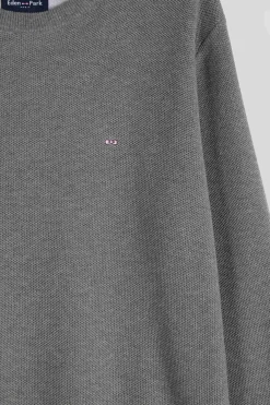 Regular grey cotton crew neck jumper