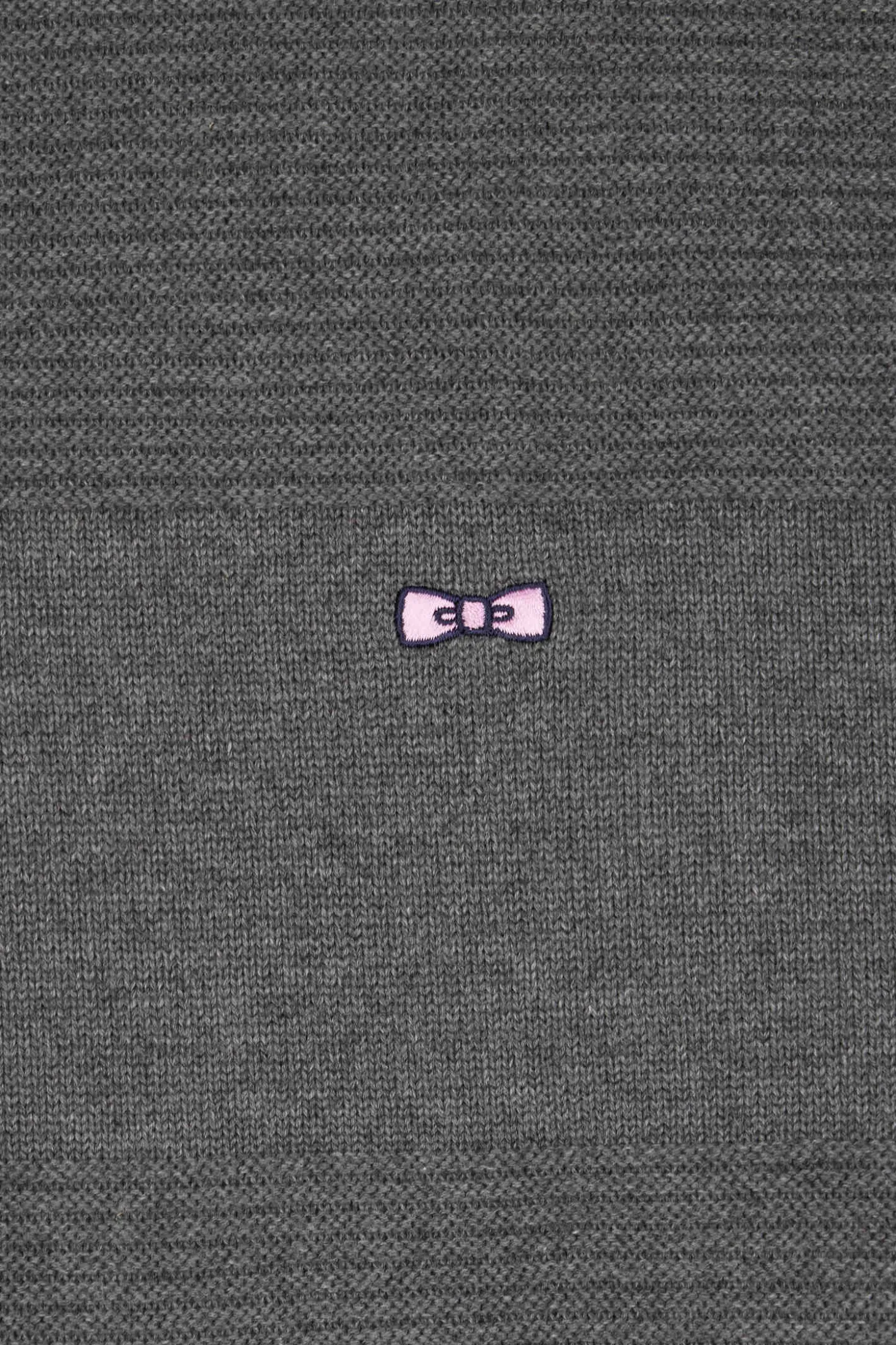 Regular grey cotton crew neck jumper with knit patterns