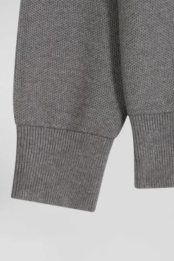 Regular grey cotton crew neck jumper