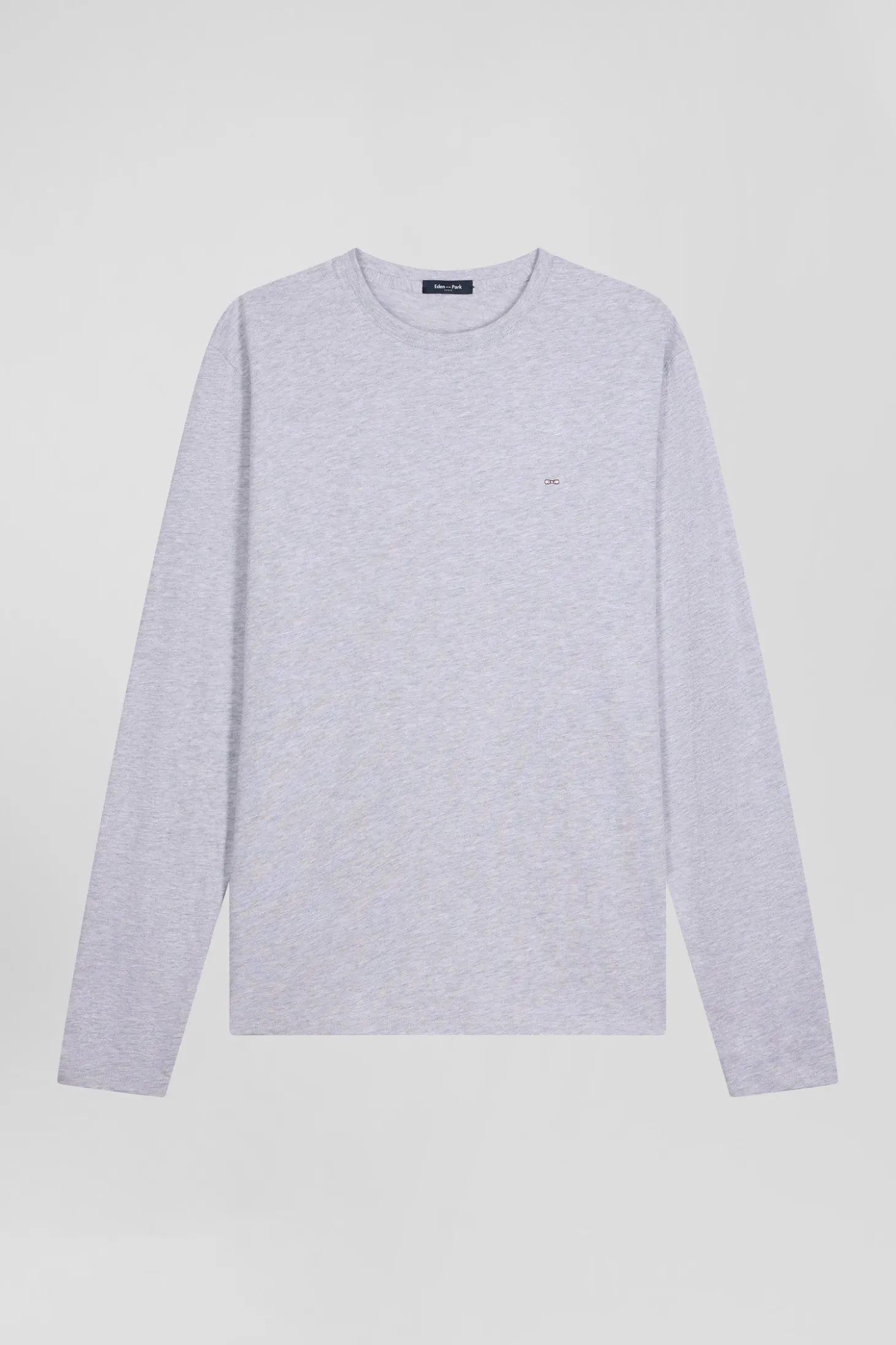 Regular grey long-sleeved cotton T-shirt