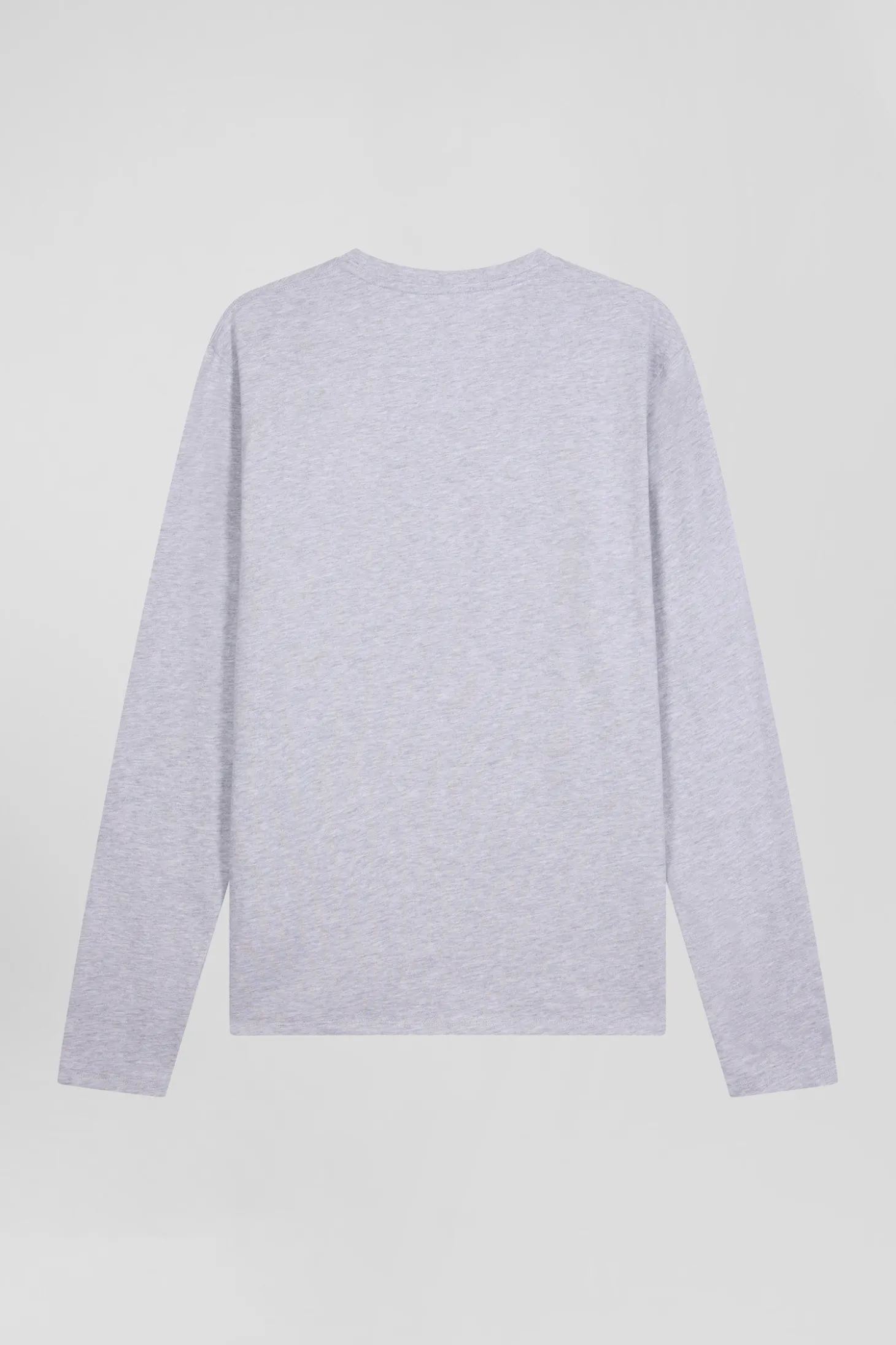 Regular grey long-sleeved cotton T-shirt