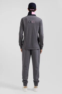 Regular grey long-sleeved cotton rugby shirt with bow tie details