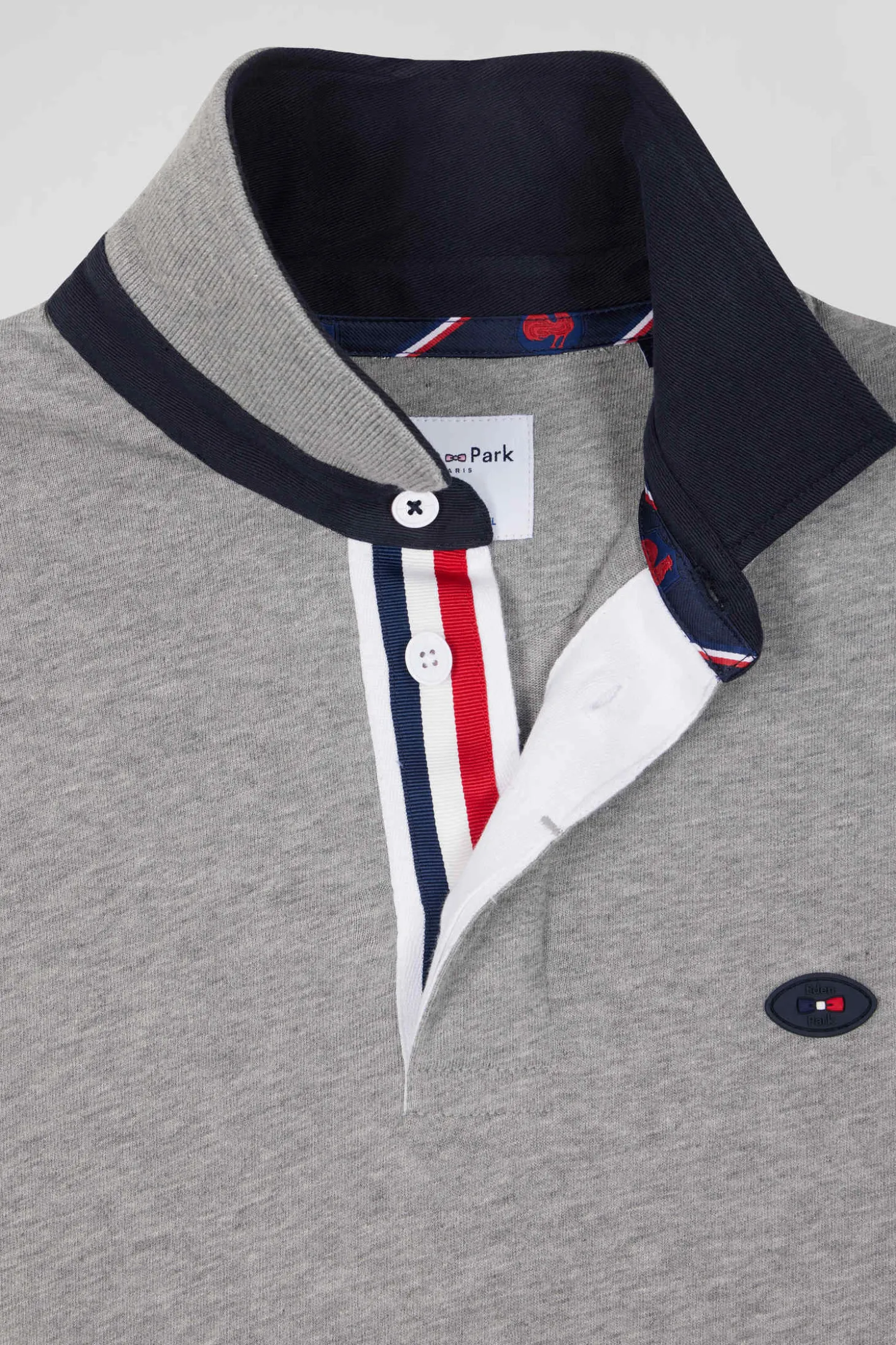 Regular grey long-sleeved cotton rugby shirt