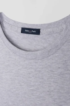 Regular grey long-sleeved cotton T-shirt