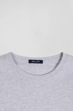 Regular grey long-sleeved cotton T-shirt