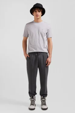 Regular grey Pima cotton short-sleeved T-shirt