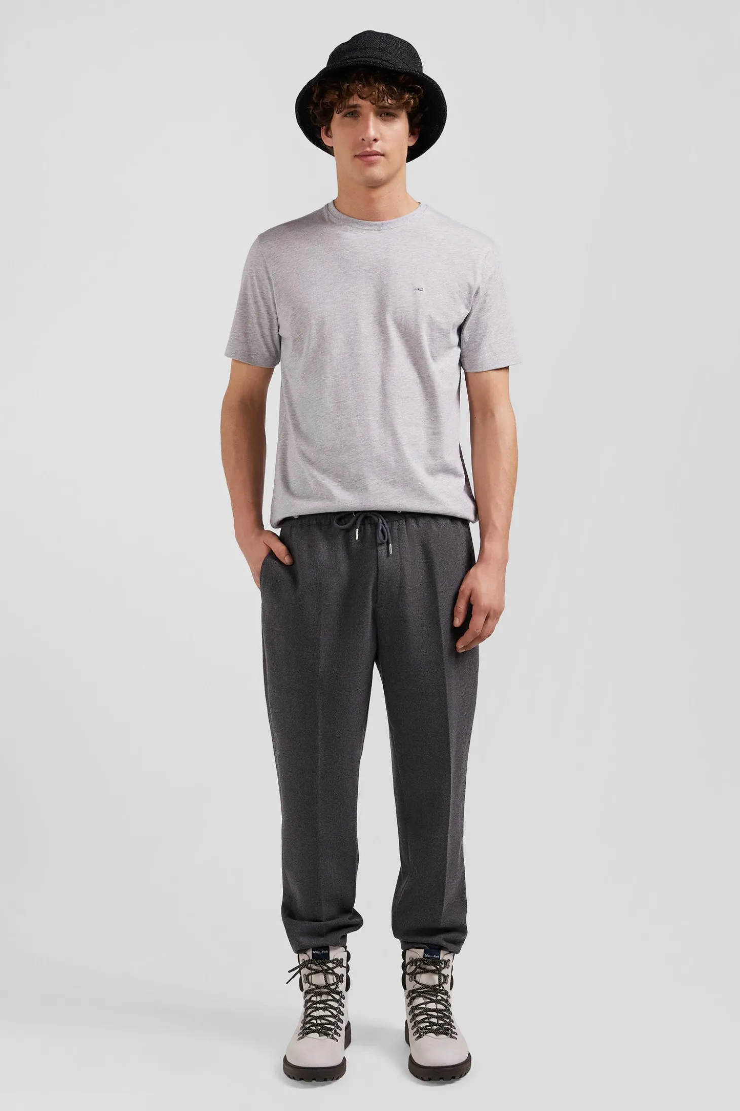 Regular grey Pima cotton short-sleeved T-shirt