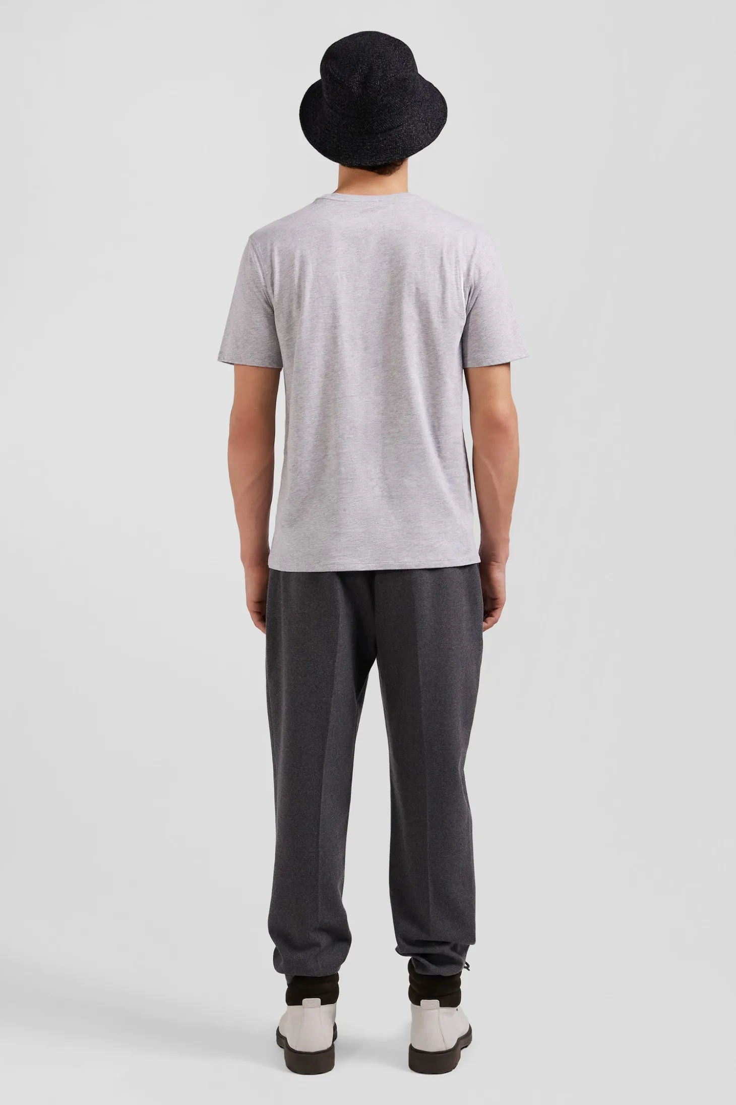 Regular grey Pima cotton short-sleeved T-shirt
