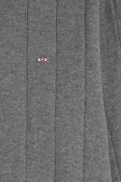 Regular grey semi-zipped cotton and cashmere jumper