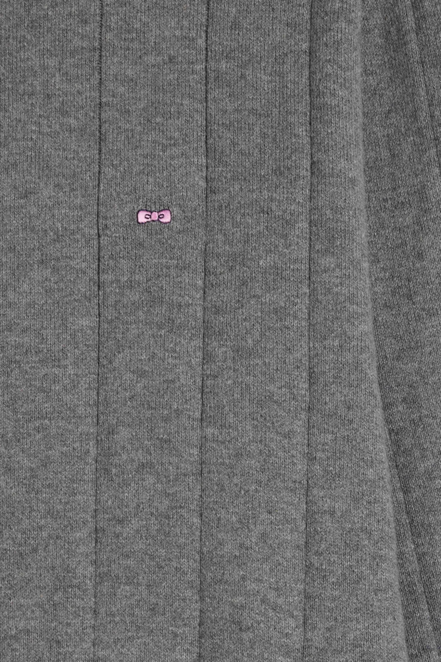 Regular grey semi-zipped cotton and cashmere jumper