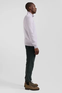 Regular grey semi-zipped wool and cotton jumper