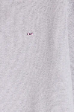 Regular grey semi-zipped wool and cotton jumper