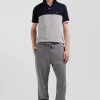 Regular grey short-sleeved cotton piqué polo shirt with bow tie embroidery and contrasting details